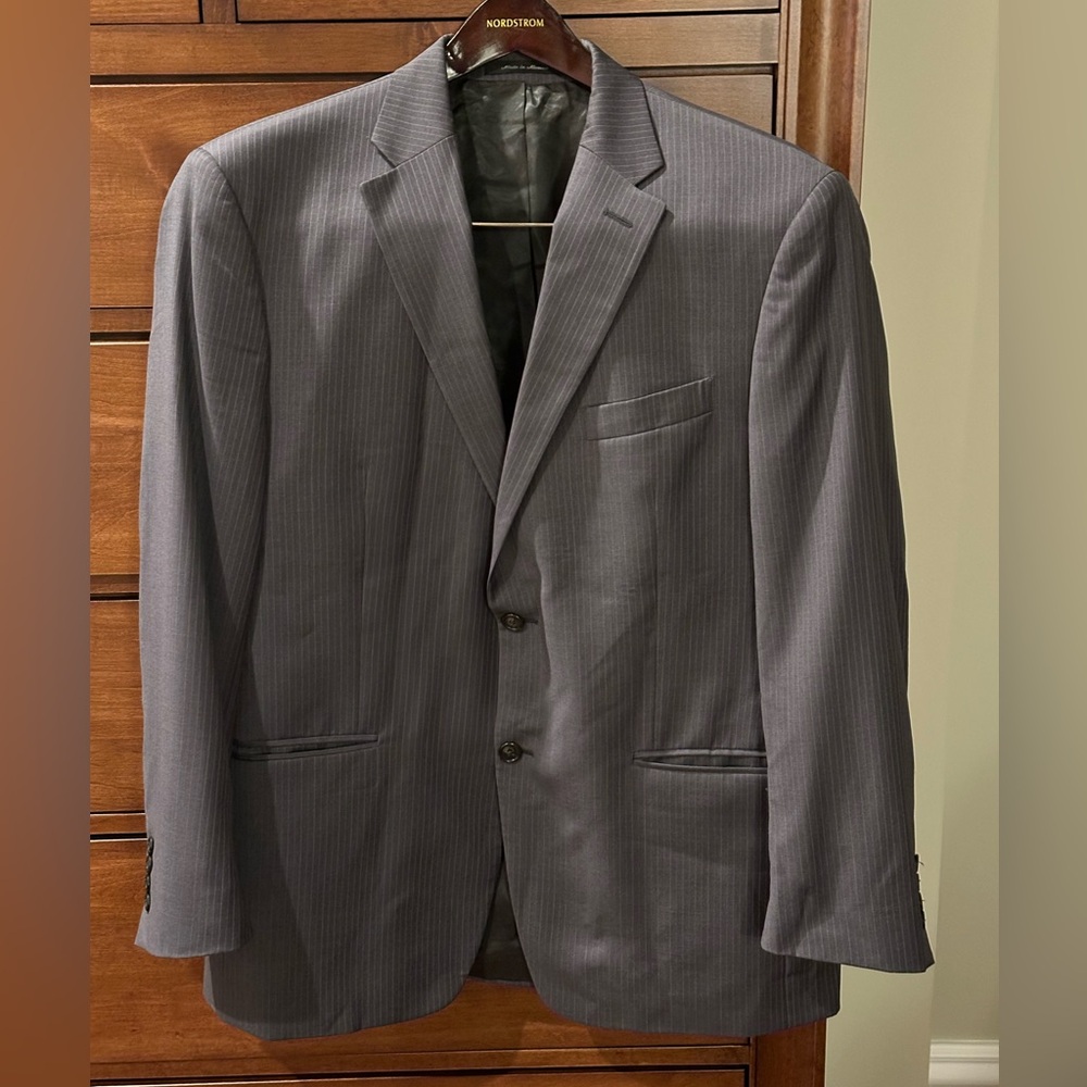 Lauren Ralph Lauren Charcoal Pinstripe Two-Button Suit & Pleated Cuffed Pants